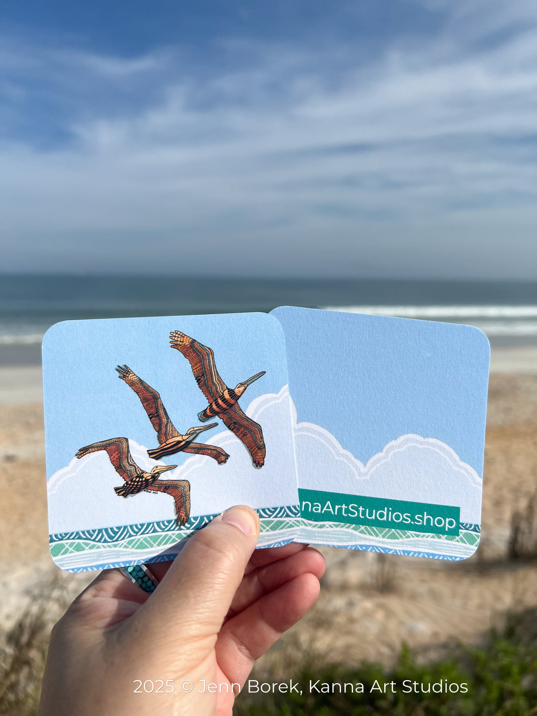 Pelican Squadron Paper Coaster 3.5 X 3.5 | Pelican Squadron Paper Coaster | Pelican Squadron Coaster for journalers, ocean lovers, or ocean themed gathering