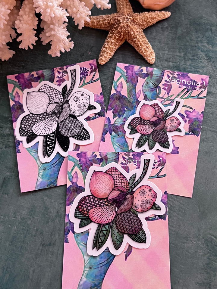 Magnolia 1 | Stickers 2" or 3" | Cute Magnolia 1 Vinyl Sticker | Clear, Magnolia 1 Decal for Laptop, Water Bottle, Journal, Gift for Ocean Lovers