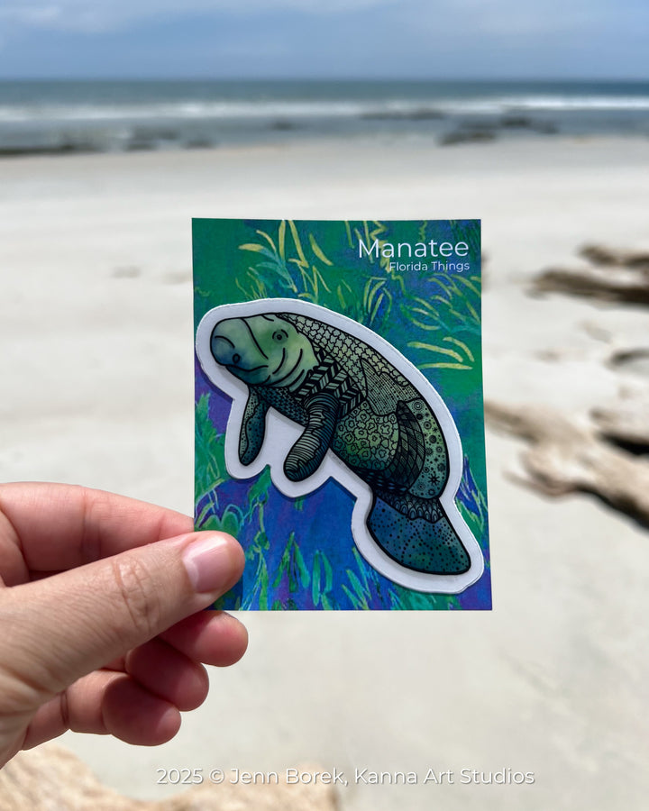 Manatee Stickers 2" or 3" | Cute Ocean Manatee Vinyl Sticker | Clear, Greeb, Waterproof Manatee Decal for Laptop, Water Bottle, Journal, Gift for Ocean Lovers