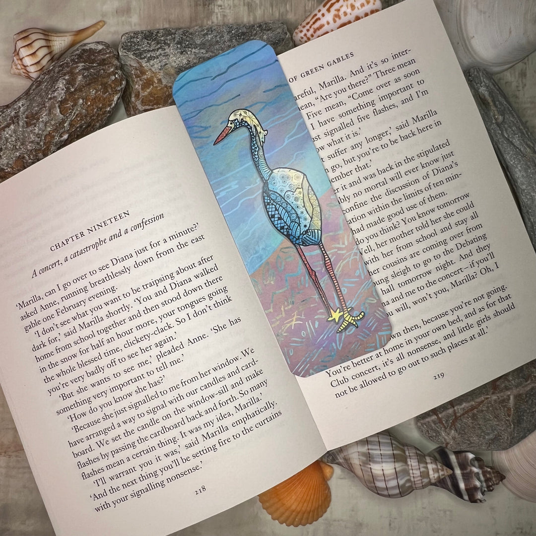 Bookmark - Snowy Egret - Teal - 2x6"