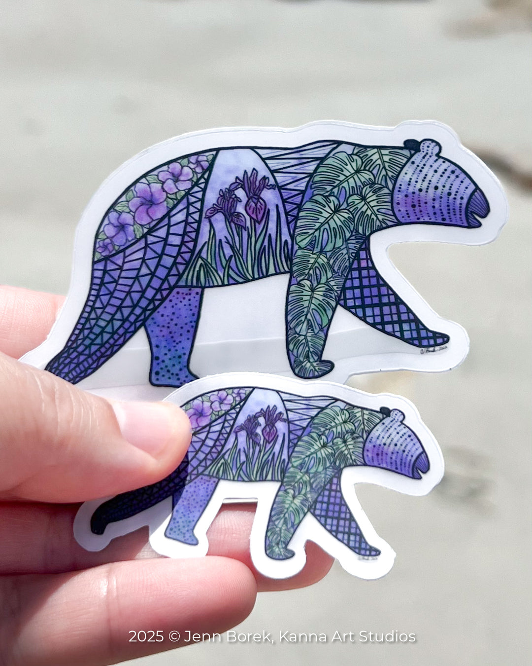 Bear | Stickers 2" or 3" | Bear Vinyl Sticker | Clear, Bear Decal for Laptop, Water Bottle, Journal, Gift for Ocean Lovers