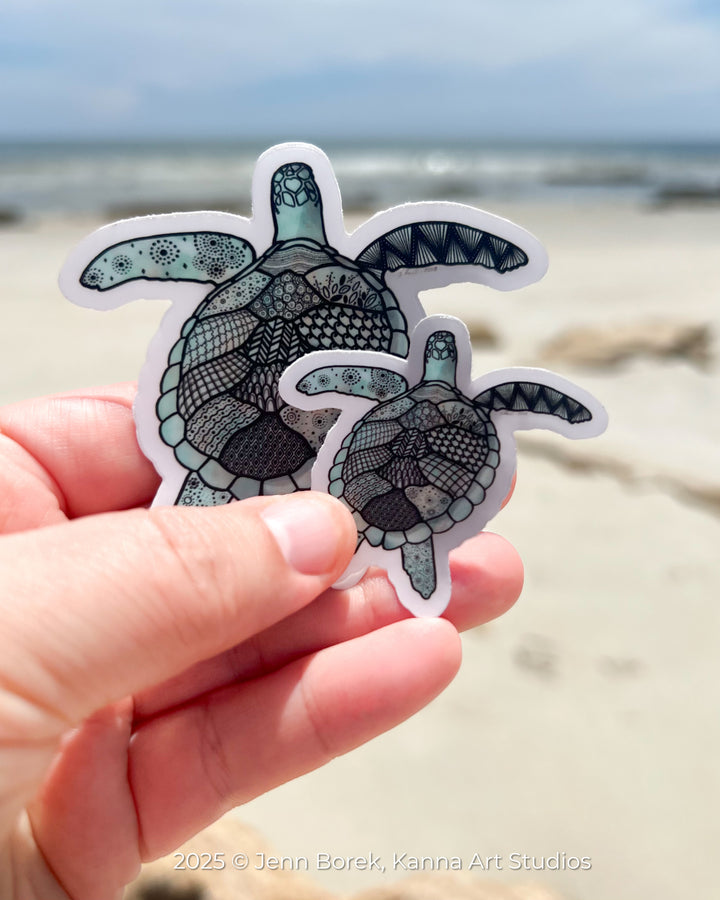Sticker - Sea Turtle - Turquoise - Clear background - 3" or 2"