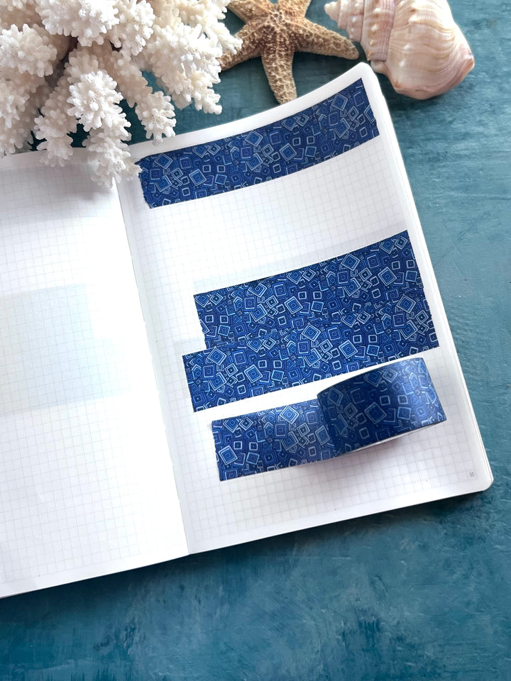 Washi Tape Tossed Squares| Hand-Drawn Geometric Pattern | Seamless Fabric Design | Decorative Journal Tape | Kanna Art Studios