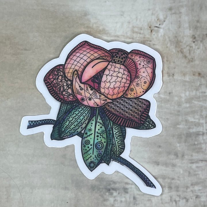 Sticker - Magnolia 2 - Orange - Clear Background - 3" or 2"