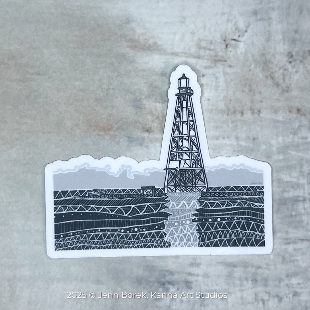 Alligator Reef Lighthouse | Stickers 2" or 3" | Cute Alligator Reef Lighthouse Vinyl Sticker | Clear, Alligator Reef Lighthouse Decal for Laptop, Water Bottle, Journal, Gift for Ocean Lovers