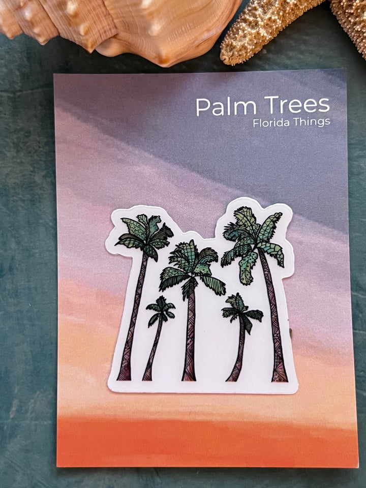 Palm Trees | Stickers 2" or 3" | Cute Palm TreesVinyl Sticker | Clear, Palm Trees Decal for Laptop, Water Bottle, Journal, Gift for Ocean Lovers