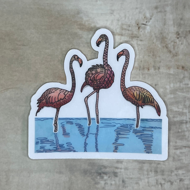 Sticker - Flamingos - Pink - Clear Background - 3" or 2"
