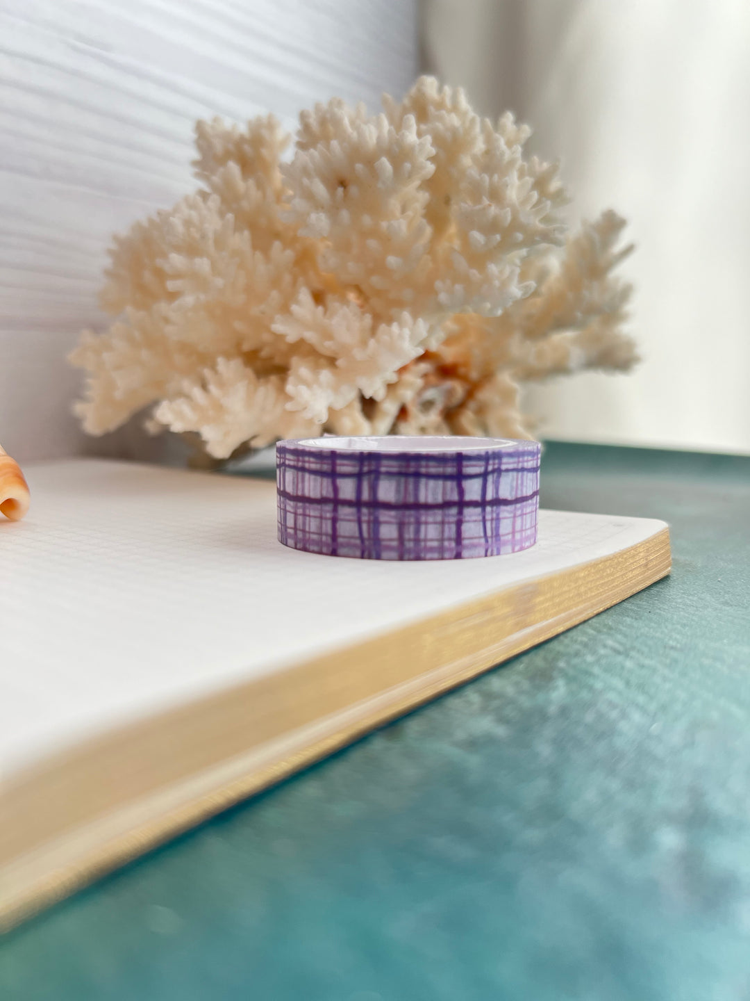 Washi Tape Wavy Plaid | 15mm Hand-Drawn Plaid Washi Tape | Colorful Journal, Planner & Scrapbook Tape | Pink, Orange, Green, Turquoise, Blue, Purple