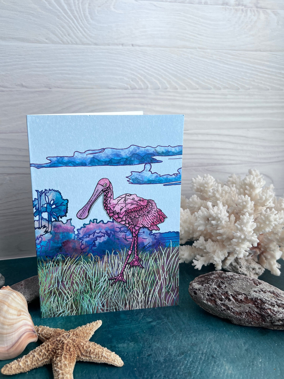 Spoonbill | Blank Note Card 4.5 x 6.25 | Spoonbill Ocean Animal Greeting Card | Spoonbill Stationery, Coastal Gift