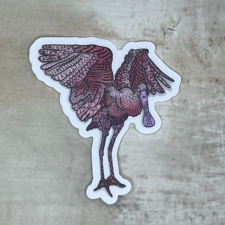 Sticker - Spoonbill Flapping - Pink - Clear Background - 3" or 2"