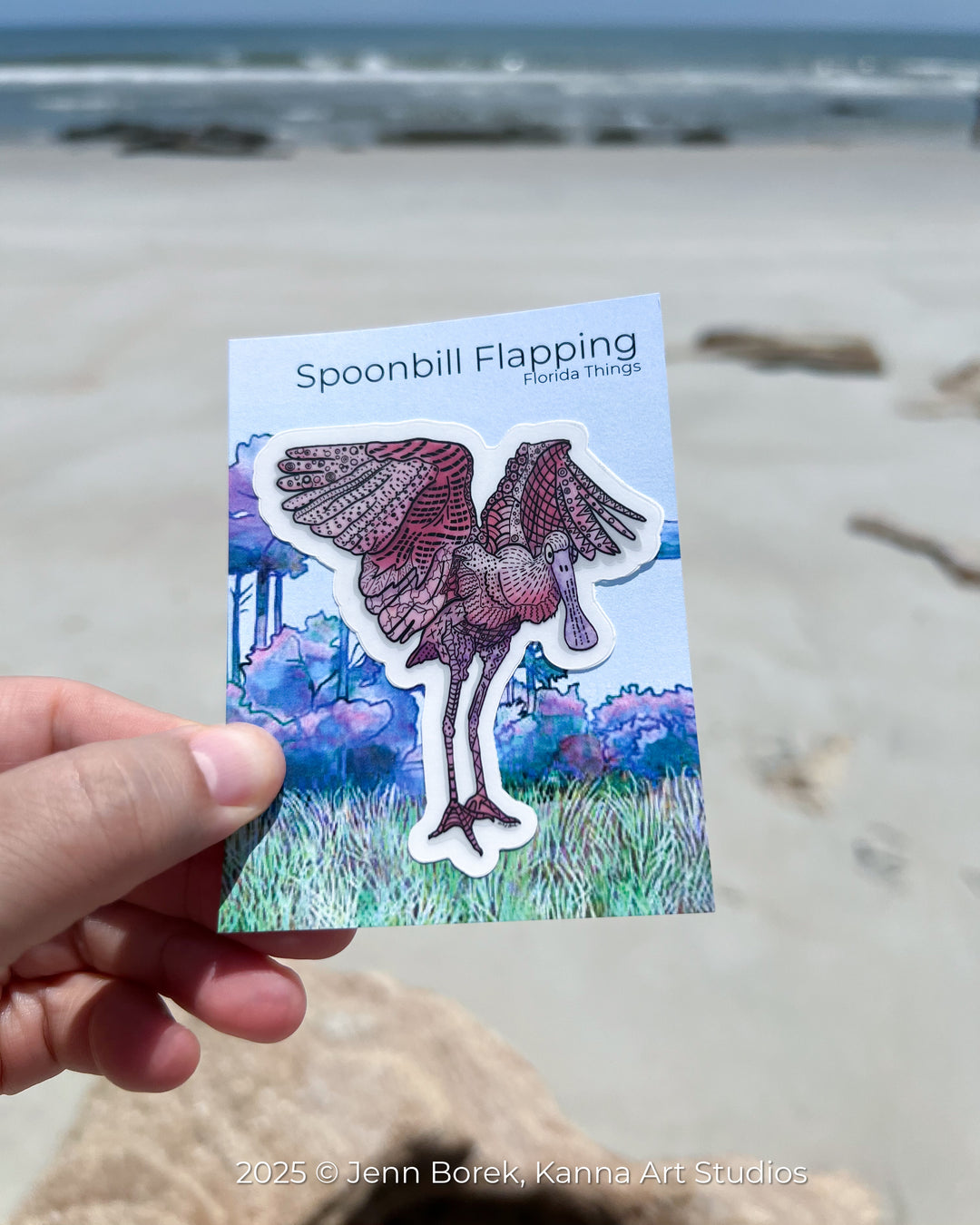 Spoonbill Flapping | Stickers 2" or 3" | Spoonbill Vinyl Sticker | Clear, Blue, Waterproof Spoonbill Decal for Laptop, Water Bottle, Journal, Gift for Ocean Lovers