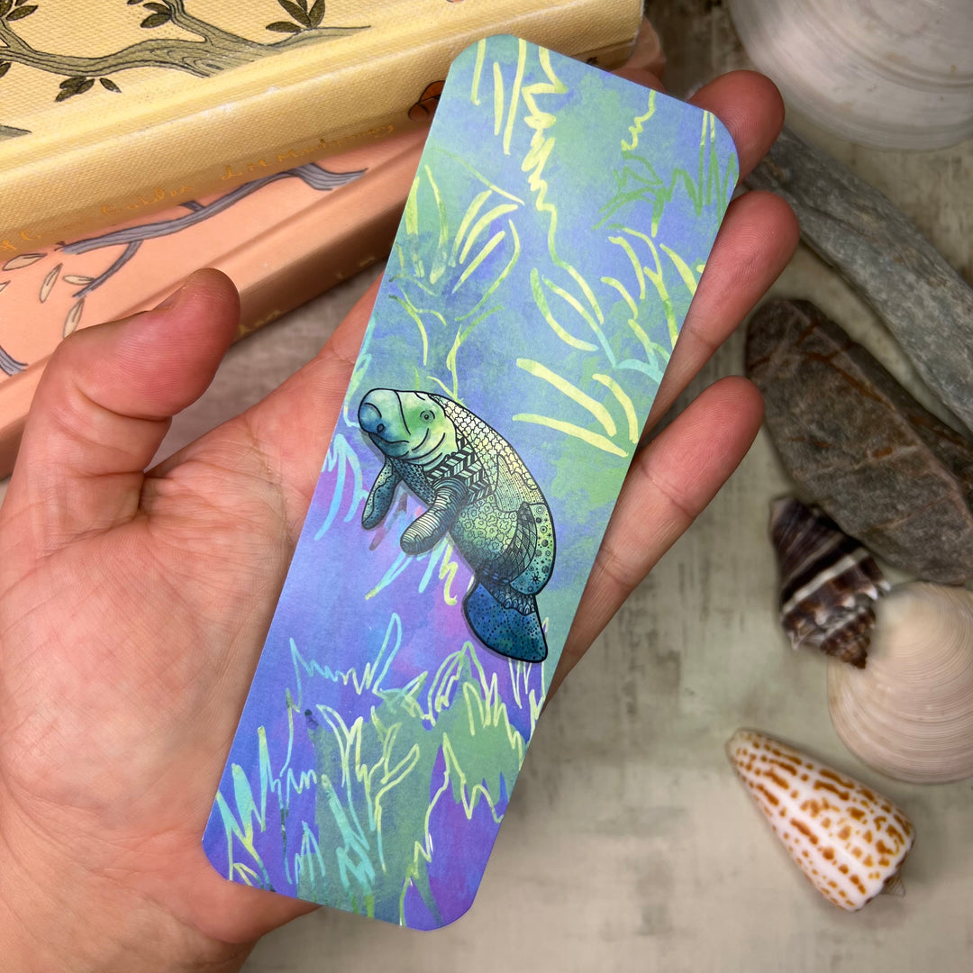Manatee Bookmark 2x6 | Ocean and River Manatee Bookmark | Cute Manatee Book Mark for Readers, Students, Ocean Lovers Gift