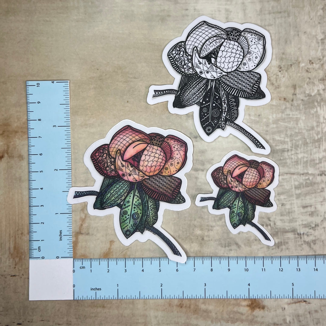 Sticker - Magnolia 2 - Orange - Clear Background - 3" or 2"