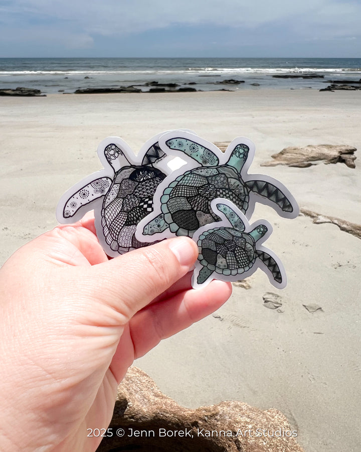 Sea Turtle Note Card & Sticker Bundle | 3 Blank Note Cards 4.5 x 6.25 | 3 Stickers | Ocean Animal Greeting Card | Cute Turtle Stationery, Coastal Gift (Copy)