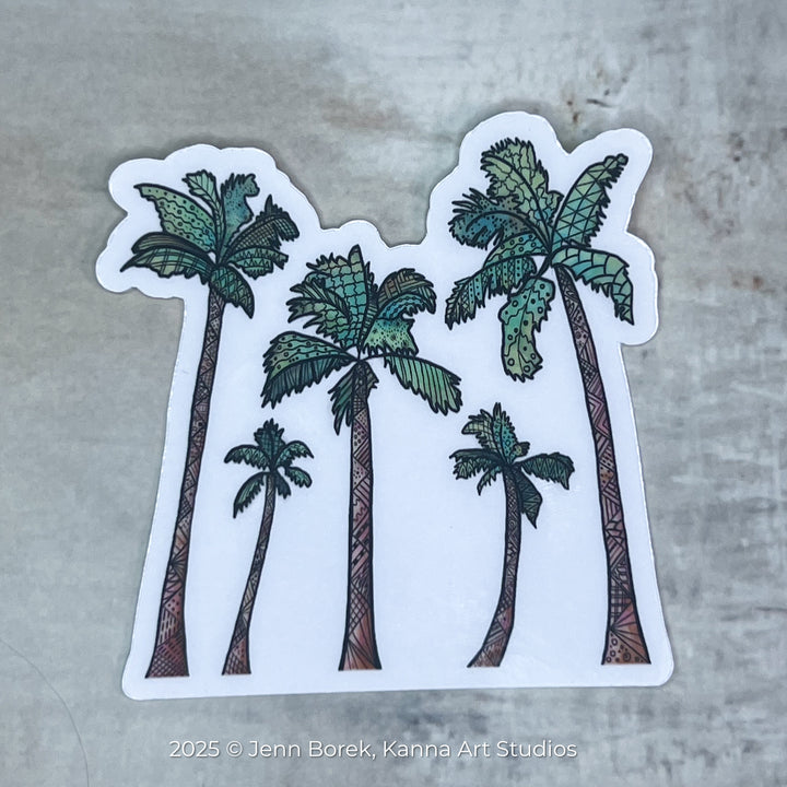 Palm Trees | Stickers 2" or 3" | Cute Palm TreesVinyl Sticker | Clear, Palm Trees Decal for Laptop, Water Bottle, Journal, Gift for Ocean Lovers