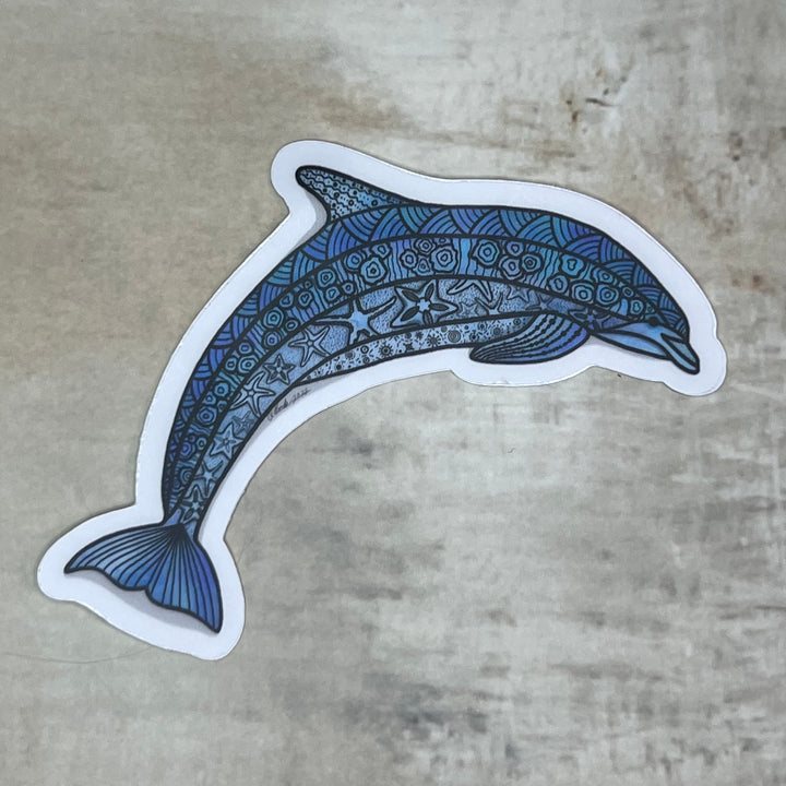 Sticker - Dolphin - Blue - Clear background - 3" or 2"