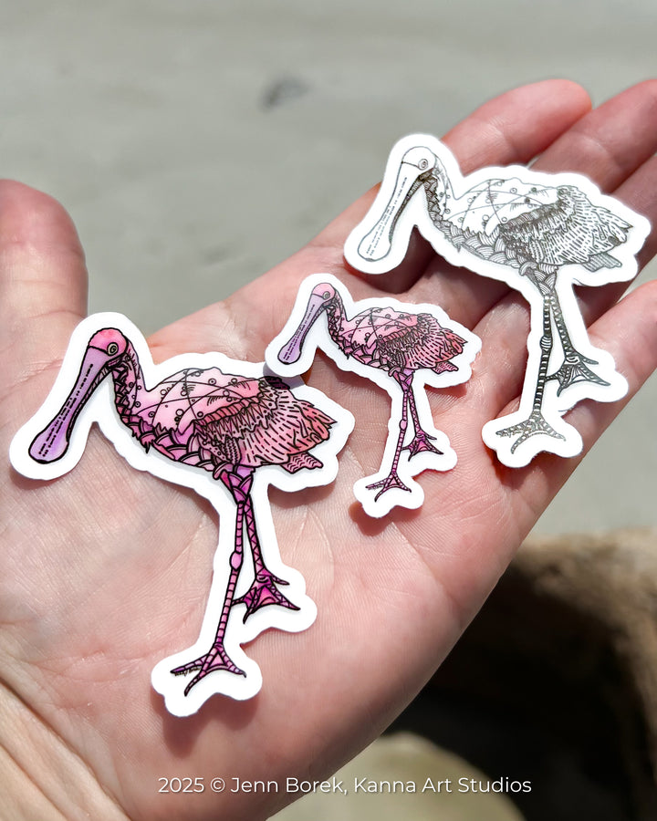 Spoonbill | Stickers 2" or 3" | Cute Ocean Spoonbill Vinyl Sticker | Clear, Blue, Waterproof Spoonbill Decal for Laptop, Water Bottle, Journal, Gift for Ocean Lovers