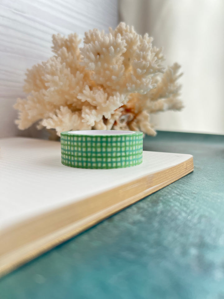 Washi Tape Wavy Gingham | 15mm Hand-Drawn Gingham Washi Tape | Colorful Journal, Planner & Scrapbook Tape | Pink, Orange, Green, Turquoise, Blue, Purple