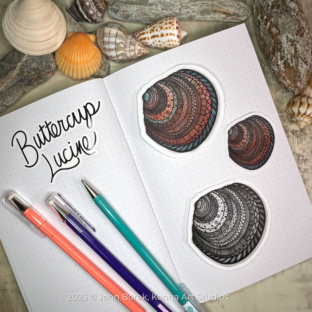 Buttercup Lucine | Stickers 3" | Buttercup Lucine Vinyl Sticker | Black & White, Waterproof Buttercup Lucine Decal for Laptop, Water Bottle, Journal, Gift for Ocean Lovers