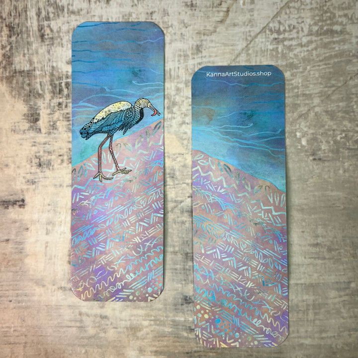 Snowy Egret & Fish | Bookmark 2x6 | Shore Bird Snowy Egret Bookmark | Snowy Egret Book Mark for Readers, Students, Ocean Lovers Gift