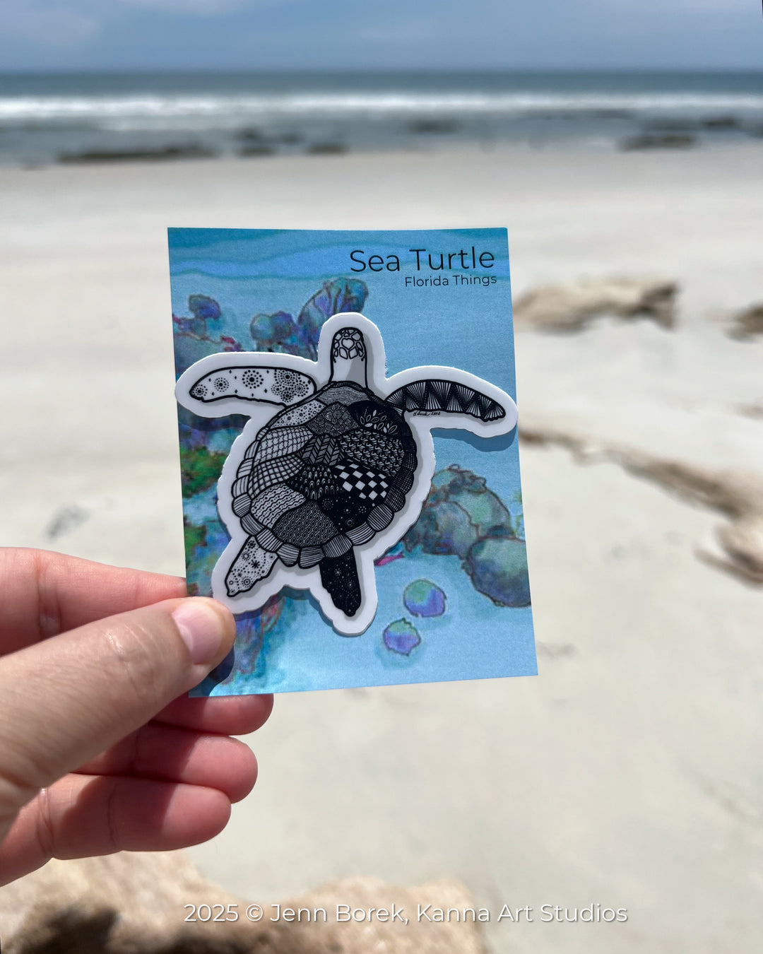 Sea Turtle Stickers 3" | Cute Ocean Animal Vinyl Sticker | Black & White, Waterproof Turtle Decal for Laptop, Water Bottle, Journal, Gift for Ocean Lovers