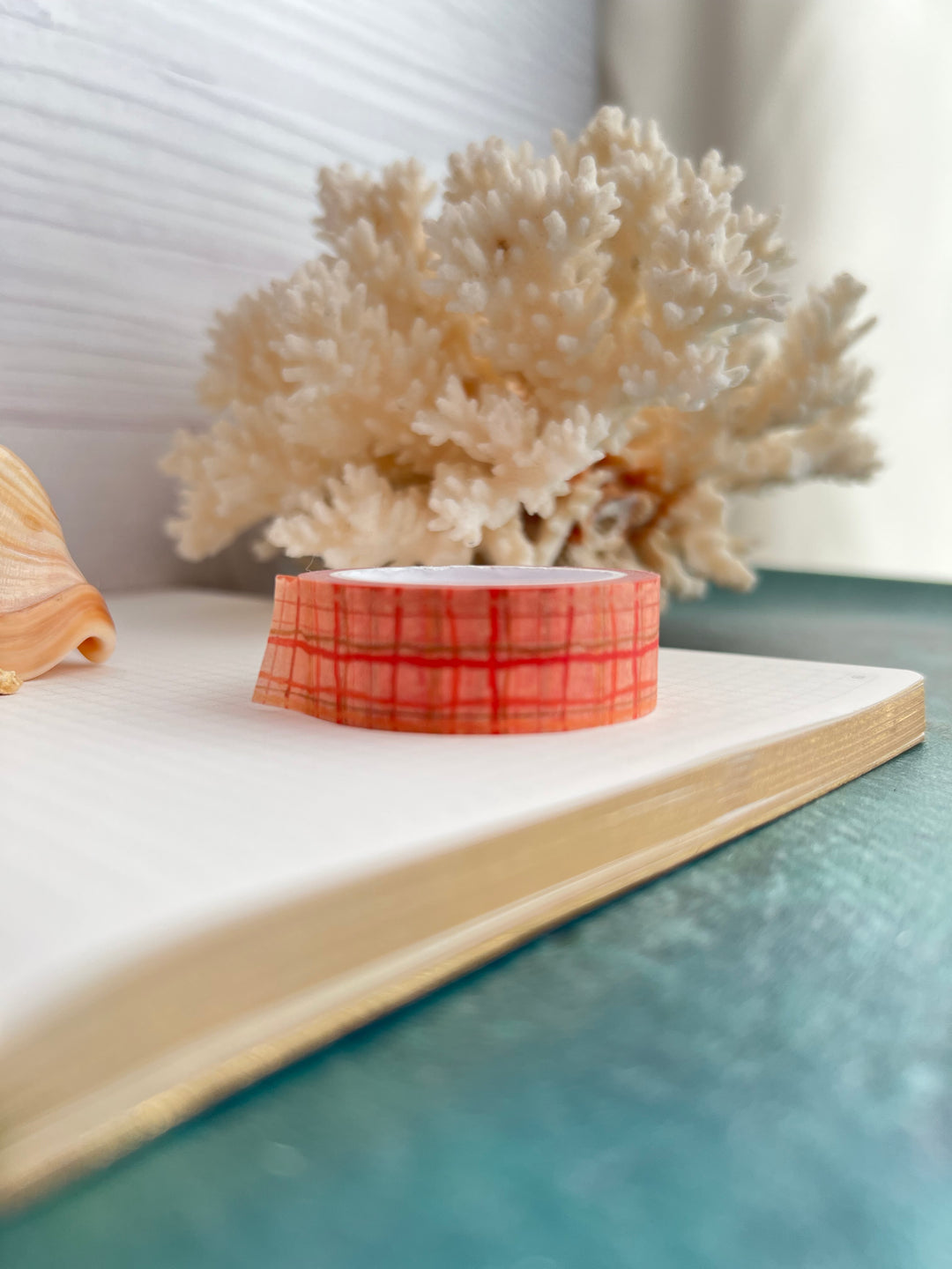Washi Tape Wavy Plaid | 15mm Hand-Drawn Plaid Washi Tape | Colorful Journal, Planner & Scrapbook Tape | Pink, Orange, Green, Turquoise, Blue, Purple