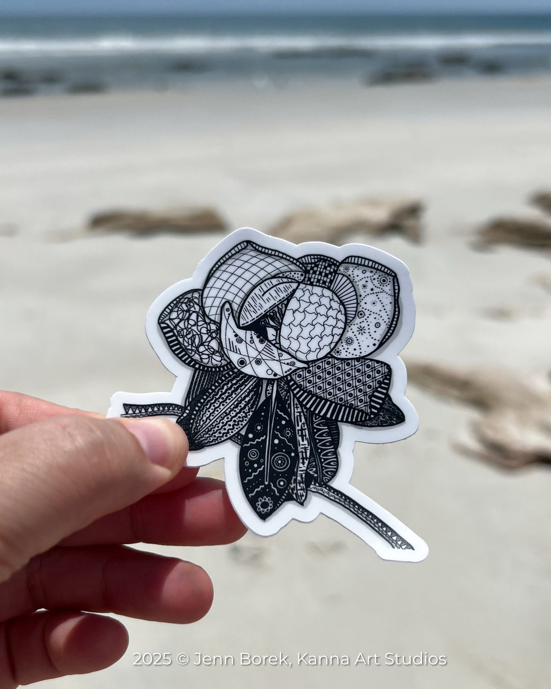 Magnolia 2 | Stickers 3" | Cute Ocean Magnolia 2 Vinyl Sticker | Black & White, Waterproof Magnolia 2 Decal for Laptop, Water Bottle, Journal, Gift for Ocean Lovers