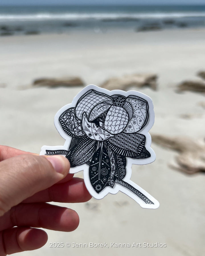Magnolia 2 | Stickers 3" | Cute Ocean Magnolia 2 Vinyl Sticker | Black & White, Waterproof Magnolia 2 Decal for Laptop, Water Bottle, Journal, Gift for Ocean Lovers