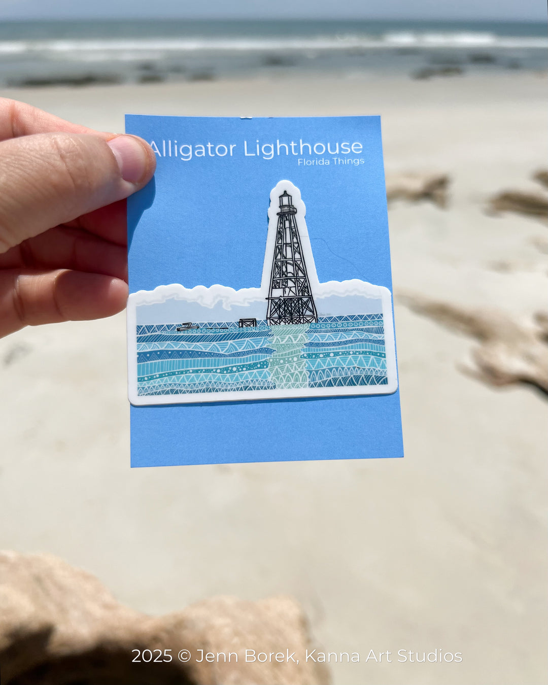 Alligator Reef Lighthouse | Stickers 3" | Cute Ocean Alligator Reef Lighthouse Vinyl Sticker | Black & White, Waterproof Alligator Reef Lighthouse Decal for Laptop, Water Bottle, Journal, Gift for Ocean Lovers