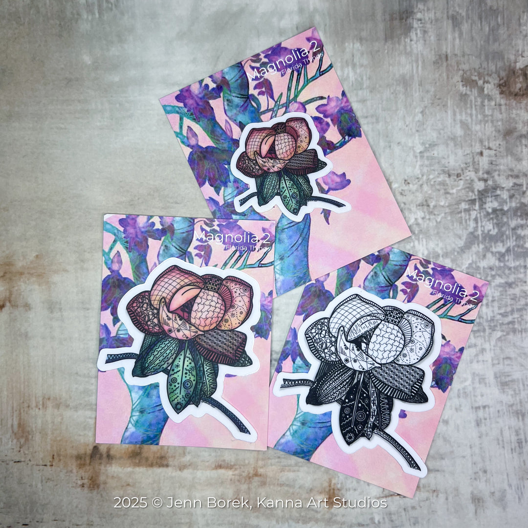 Magnolia 2 | Stickers 2" or 3" | Cute Magnolia 2 Vinyl Sticker | Clear, Magnolia 2 Decal for Laptop, Water Bottle, Journal, Gift for Ocean Lovers