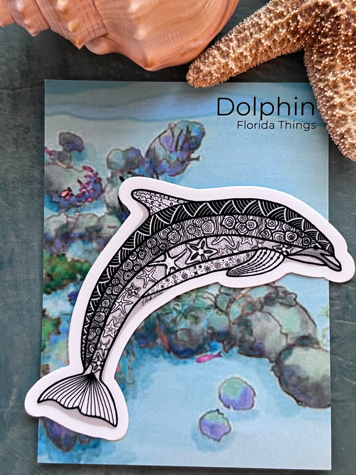 Dolphin Stickers 3" | Cute Ocean Dolphin Vinyl Sticker | Black & White, Waterproof Dolphin Decal for Laptop, Water Bottle, Journal, Gift for Ocean Lovers