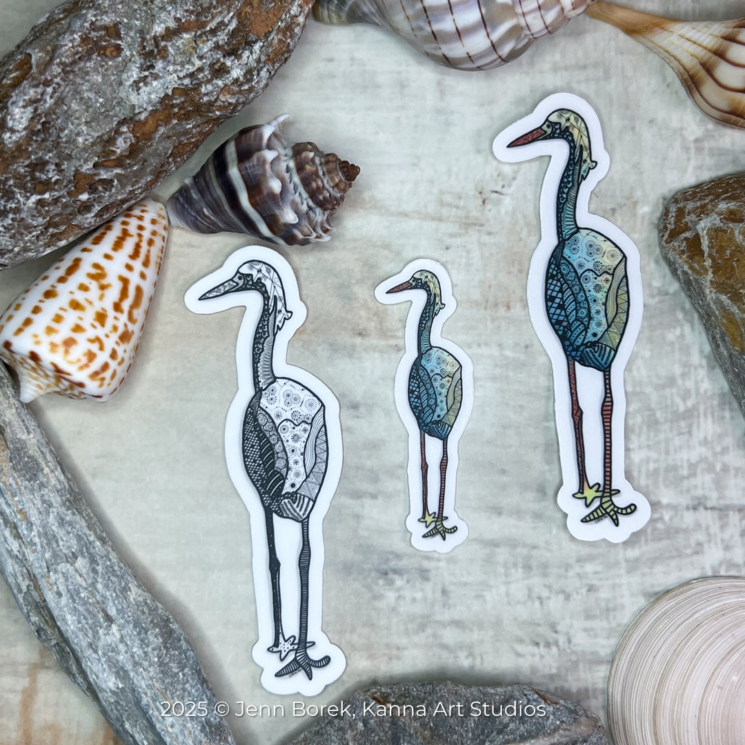 Snowy Egret | Stickers 3" | Shore Bird Snowy Egret Vinyl Sticker | Black & White, Waterproof Snowy Egret Decal for Laptop, Water Bottle, Journal, Gift for Ocean Lovers