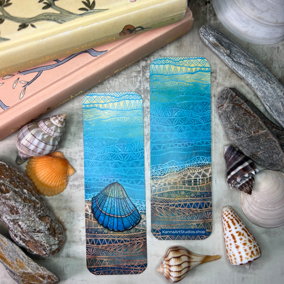 Bookmark - Cockleshell - Teal, Turquoise - 2x6"