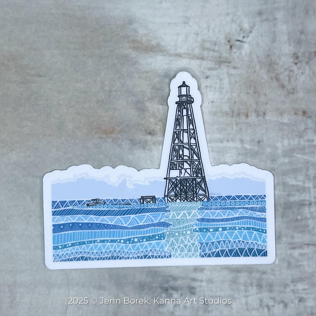 Alligator Reef Lighthouse | Stickers 2" or 3" | Cute Alligator Reef Lighthouse Vinyl Sticker | Clear, Alligator Reef Lighthouse Decal for Laptop, Water Bottle, Journal, Gift for Ocean Lovers