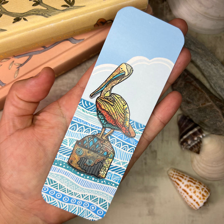 Bookmark - Pelican - Orange, Turquoise - 2x6"