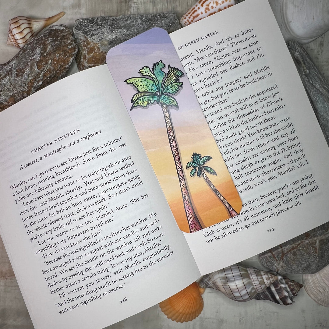 Bookmark - Palm Trees - Green, Brown - 2x6"