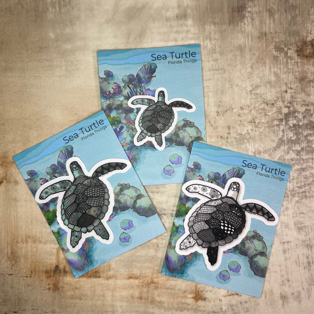 Sticker - Sea Turtle - Turquoise - Clear background - 3" or 2"