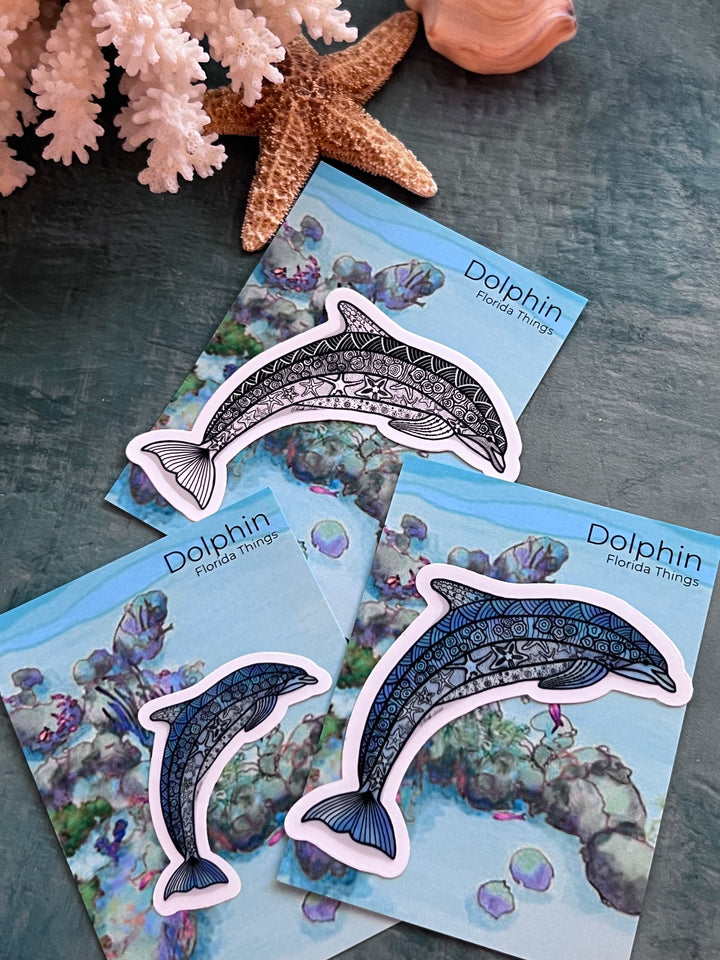 Dolphin Stickers 3" | Cute Ocean Dolphin Vinyl Sticker | Black & White, Waterproof Dolphin Decal for Laptop, Water Bottle, Journal, Gift for Ocean Lovers
