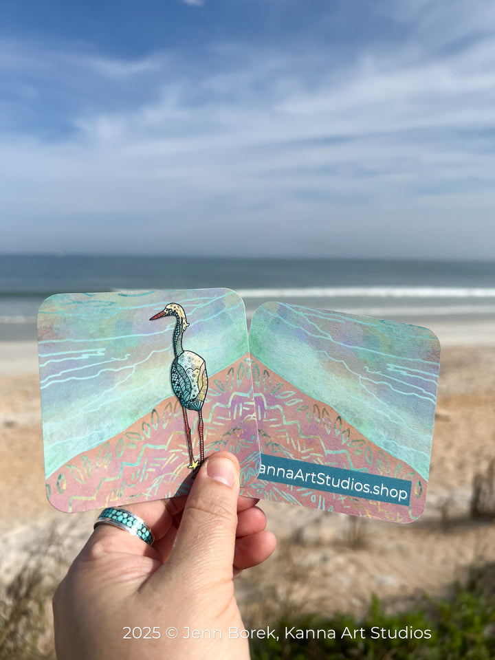 Snowy Egret | Paper Coaster 3.5 X 3.5 | Snowy Egret Paper Coaster | Snowy Egret Coaster for journalers, ocean lovers, or ocean themed gathering