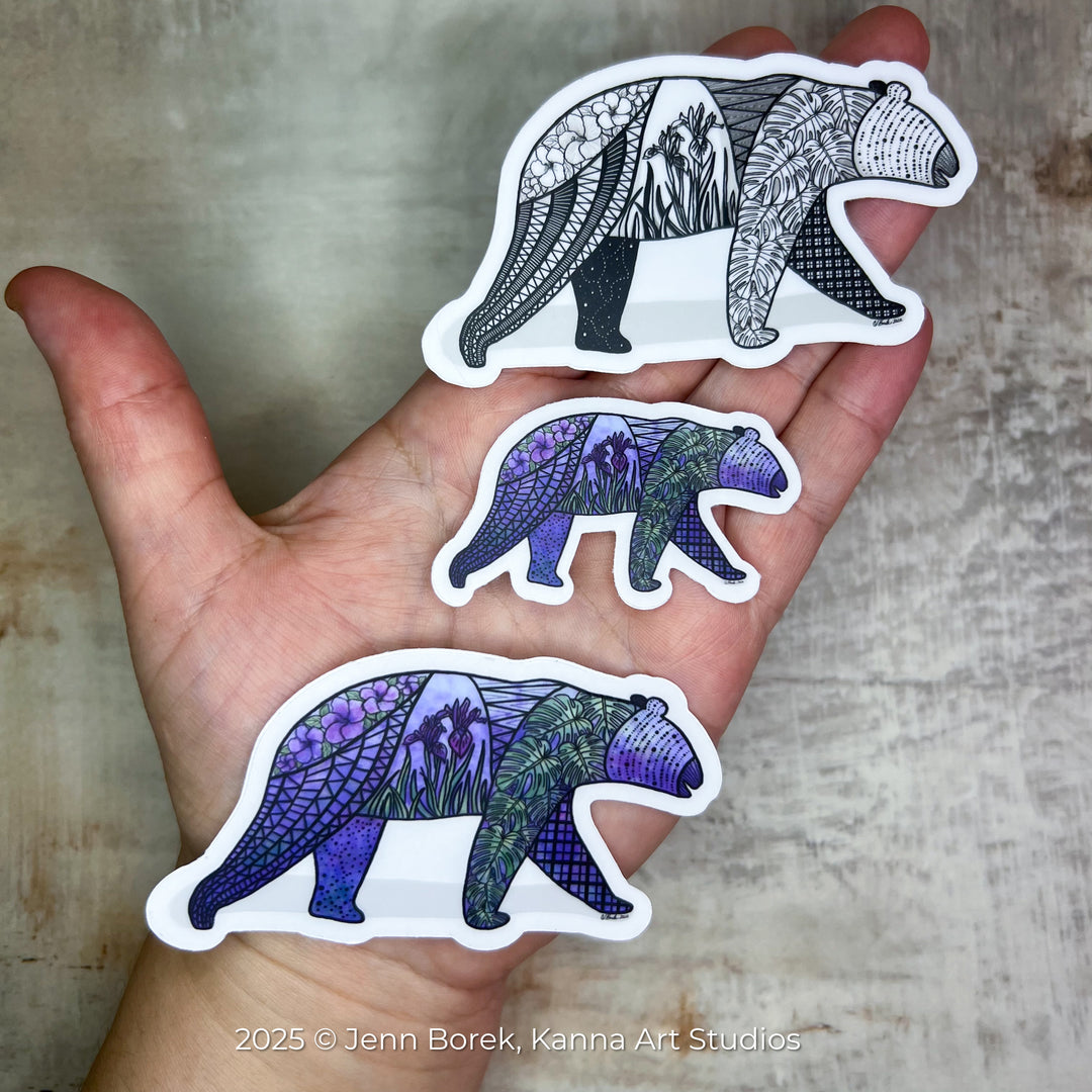 Bear | 3" Vinyl Sticker | Black & White, Bear Decal for Laptop, Water Bottle, Journal, Gift for Ocean Lovers