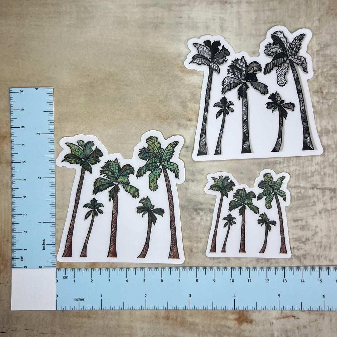 Sticker - Palm Trees - Green - Clear Background - 3" or 2"