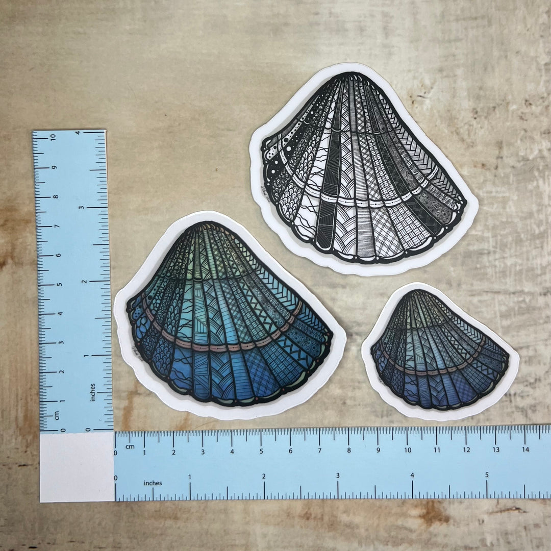 Sticker - Cockleshell - Blue, Green - Clear Background - 3" or 2"