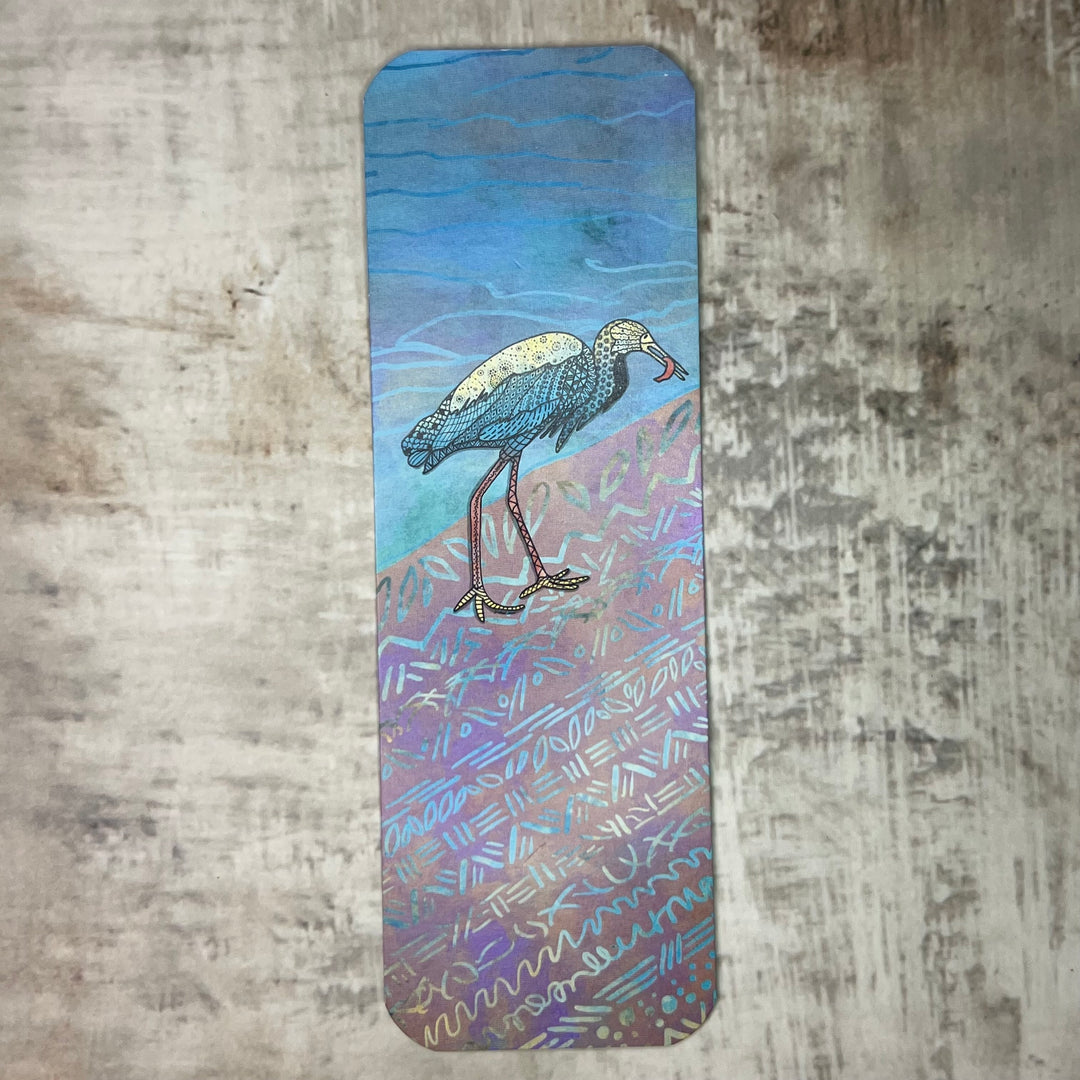 Bookmark - Snowy Egret with Fish - Teal - 2x6"