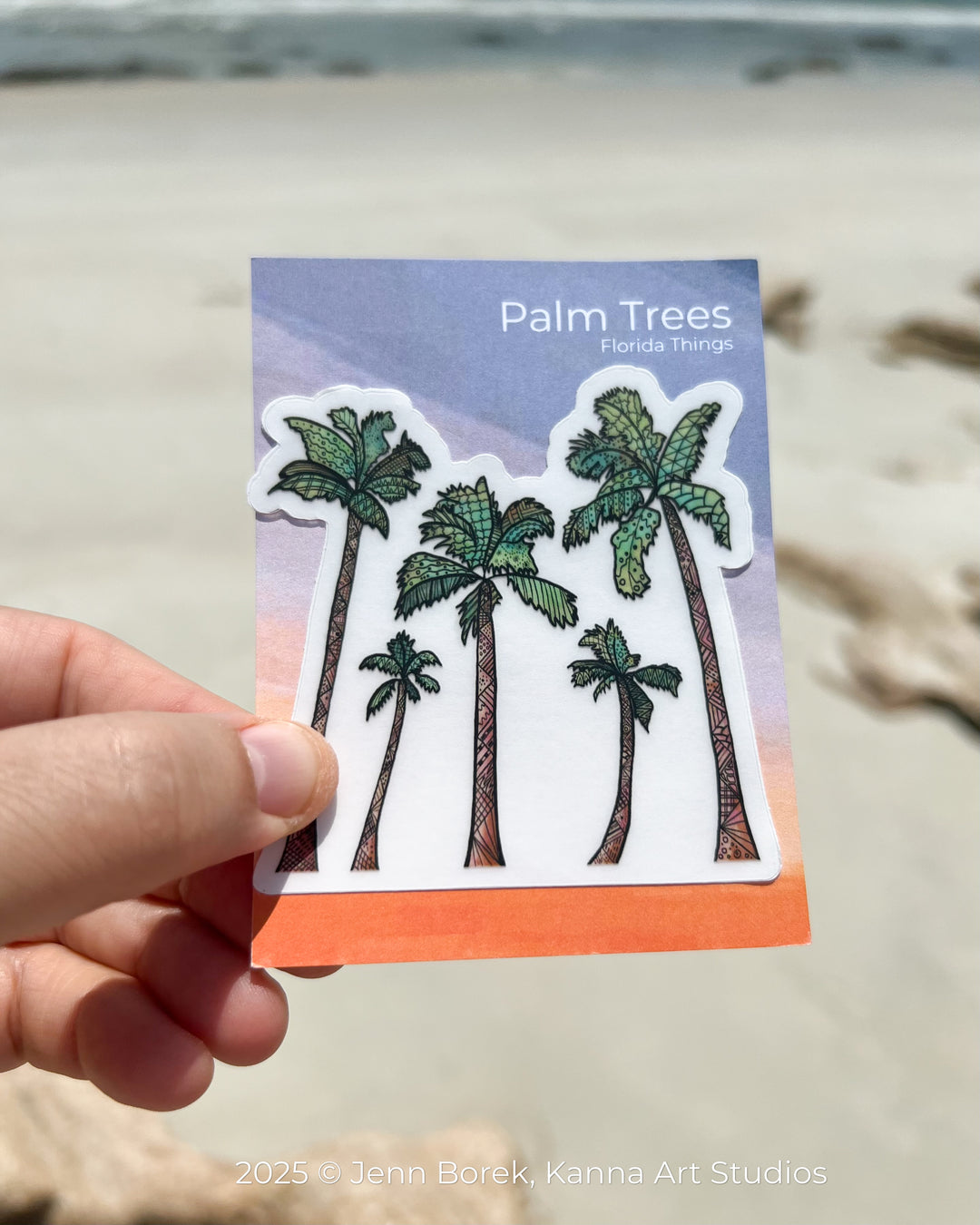 Palm Trees | Stickers 2" or 3" | Cute Palm TreesVinyl Sticker | Clear, Palm Trees Decal for Laptop, Water Bottle, Journal, Gift for Ocean Lovers