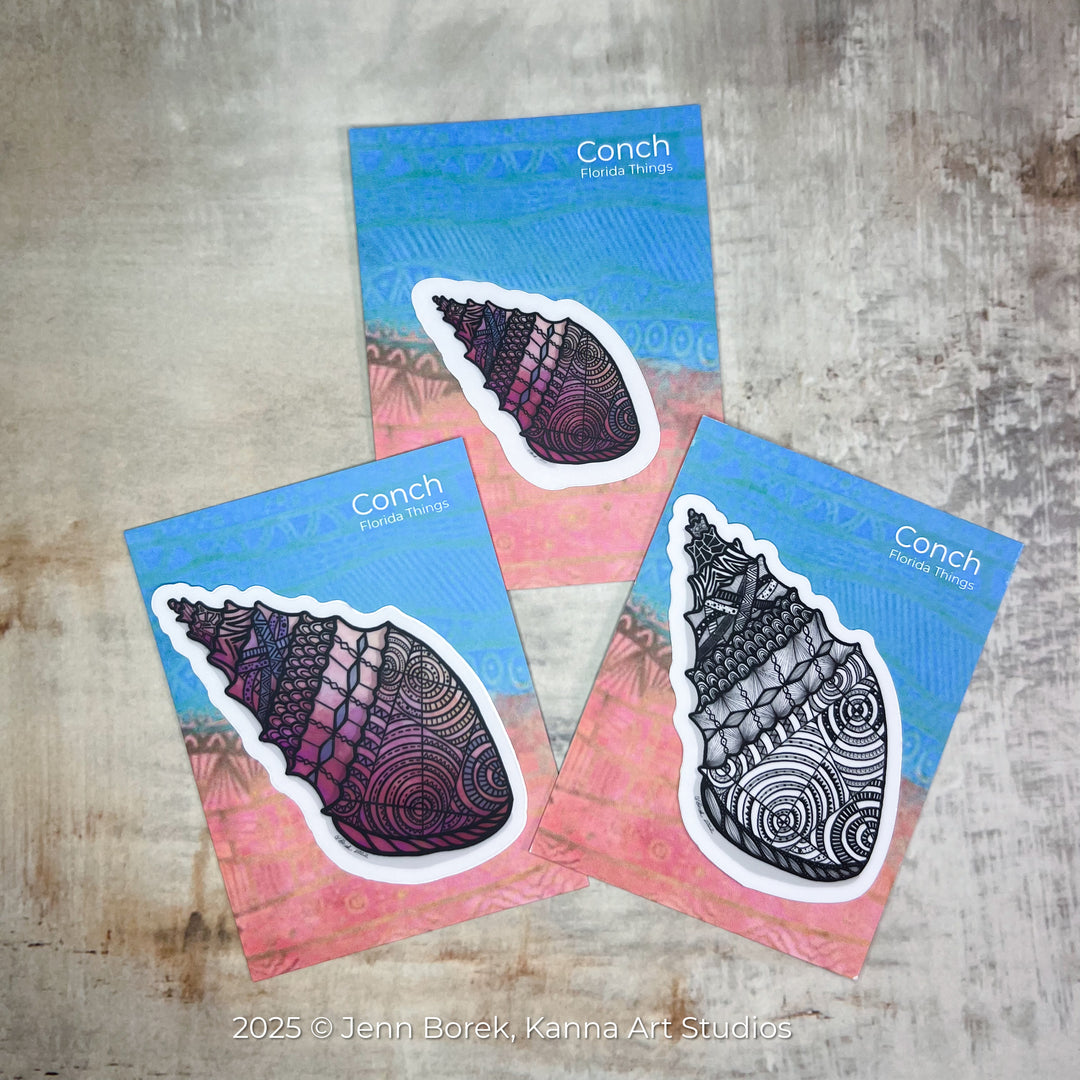 Conch | Stickers 2" or 3" | Conch Vinyl Sticker | Clear, Conch Decal for Laptop, Water Bottle, Journal, Gift for Ocean Lovers