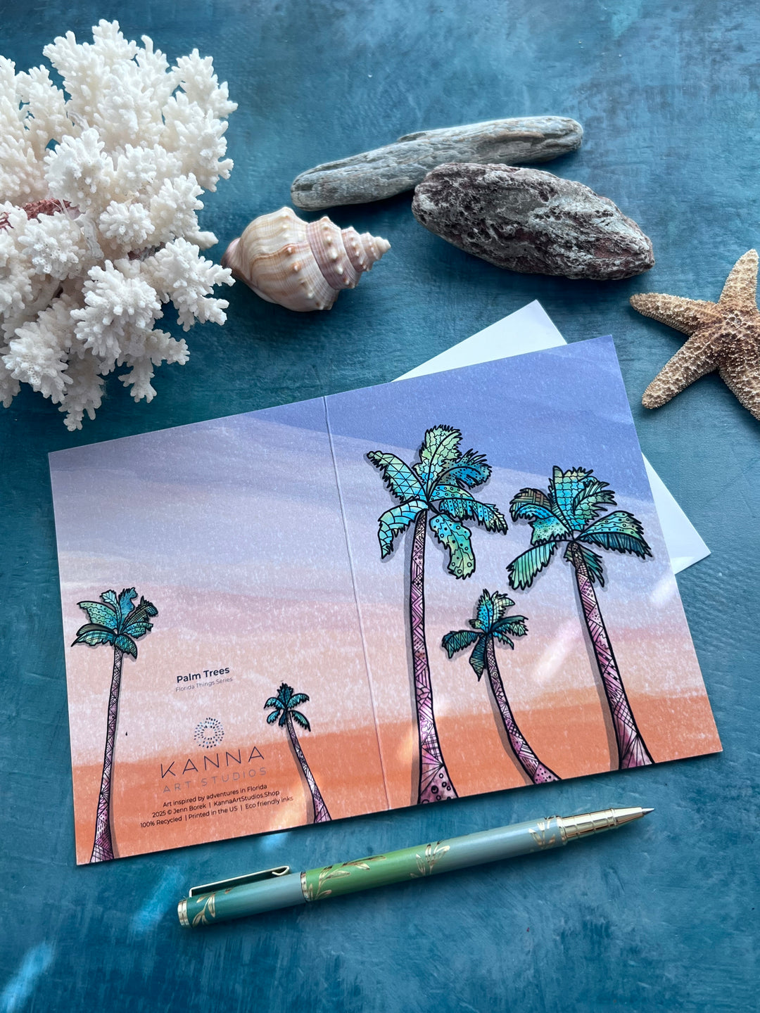 Palm Trees | Blank Note Card 4.5 x 6.25 | Palm Trees Animal Greeting Card | Palm Trees Stationery, Coastal Gift