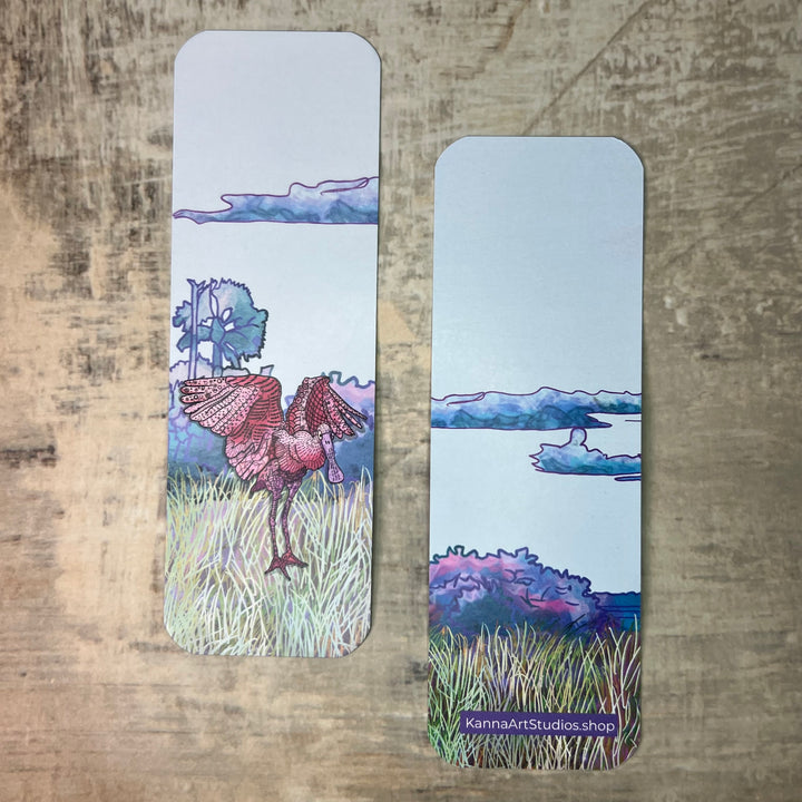 Bookmark - Spoonbill Flapping - Pink - 2x6"