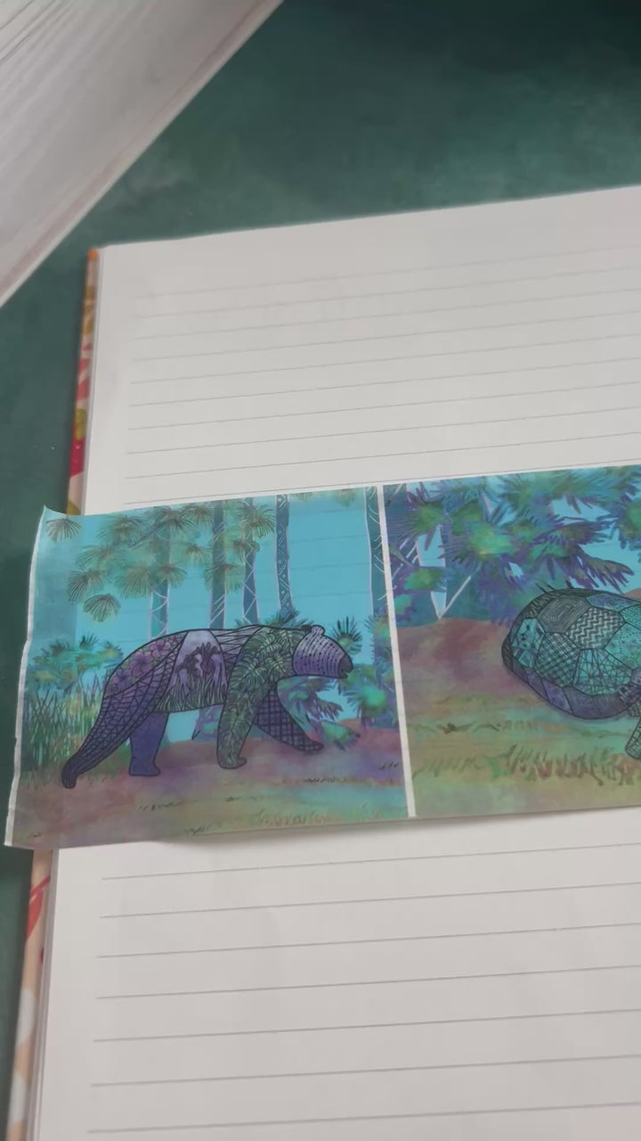 Florida Things Forest & Marsh Washi Tape | 3 Inches x 33 Feet | Florida Black Bear, Gopher Tortoise, Roseate Spoonbill & Barred Owl | Nature Journaling Tape | Florida Wildlife